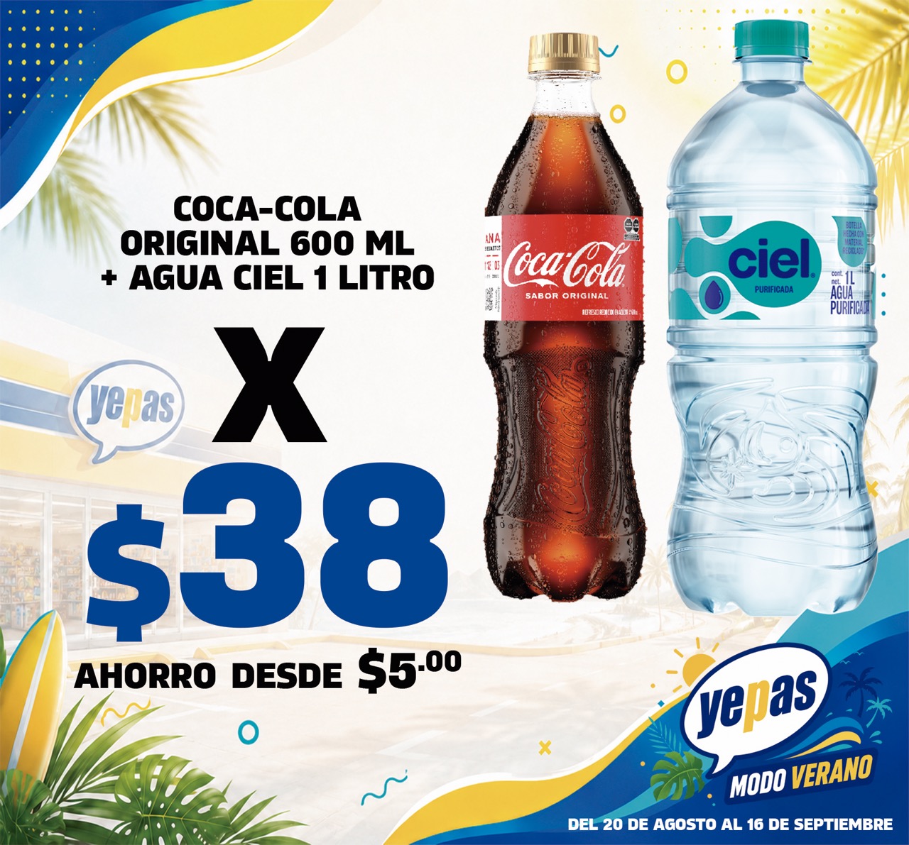 COCA COLA Y CIEL 600ML de tamaño grande
